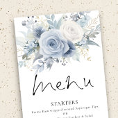 Printable Dusty Blue Florals Wedding Menu Karte