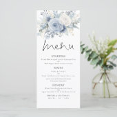 Printable Dusty Blue FloralsWedding Thank You Menu Karte (Stehend Vorderseite)
