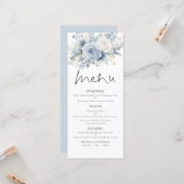 Printable Dusty Blue FloralsWedding Thank You Menu Karte (Vorderseite/Rückseite Beispiel)