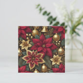 Printable Elegant Burgundy Poinsettia Scrapbook Einladung (Stehend Vorderseite)