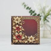 Printable Elegant Gold Poinsettia Frame Scrapbook Einladung (Stehend Vorderseite)