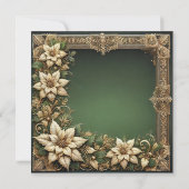 Printable Elegant Gold Poinsettia Frame Scrapbook Einladung (Rückseite)