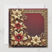 Printable Elegant Gold Poinsettia Frame Scrapbook Einladung (Vorderseite)