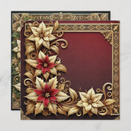 Printable Elegant Gold Poinsettia Frame Scrapbook Einladung