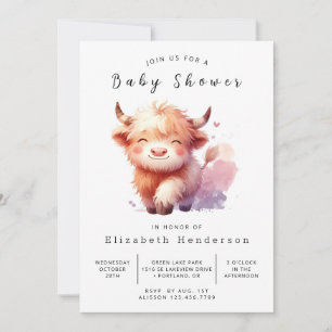 Printable Elegant Pastel Cow Babydusche Einladung