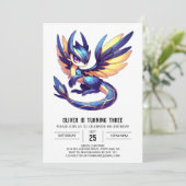 Printable Enchanted Dragon Birthday Einladung (Stehend Vorderseite)