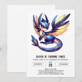 Printable Enchanted Dragon Birthday Einladung (Vorne/Hinten)