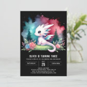 Printable Enchanted Dragon Birthday Einladung (Stehend Vorderseite)