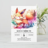 Printable Enchanted Fox Birthday Einladung (Stehend Vorderseite)