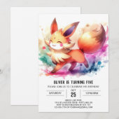 Printable Enchanted Fox Birthday Einladung (Vorne/Hinten)