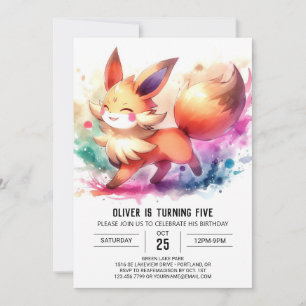 Printable Enchanted Fox Birthday Einladung