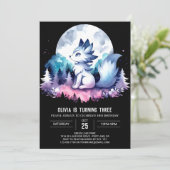 Printable Enchanted Wolf Birthday Einladung (Stehend Vorderseite)