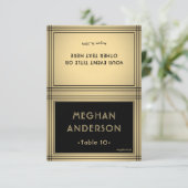 Printable Escort Card - Chic Black and Gold Border Karte (Stehend Vorderseite)