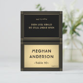 Printable Escort Card - Classic Black and Gold Karte (Stehend Vorderseite)