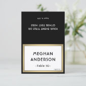 Printable Escort Card - Modern Black and Gold Karte (Stehend Vorderseite)