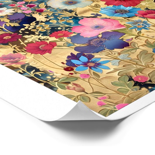 Printable Fantasy-Blume auf Goldschwarz 131 Poster (Ecke)