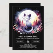 Printable Feline Cat Birthday Einladung (Vorne/Hinten)