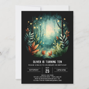 Printable Fireflies Pastel Woodland Geburtstag Einladung