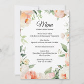 Printable Floral Bridal Shower Menu Einladung (Vorderseite)