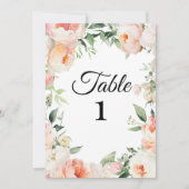 Printable Floral Bridal Shower Table Numbers Einladung (Vorderseite)