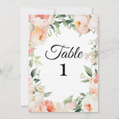 Printable Floral Bridal Shower Table Numbers Einladung (Rückseite)