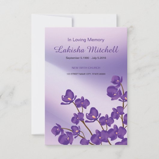 Printable Floral Funerary Programmkarte Einladung (Vorderseite)