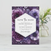 Printable Florals Lila Blumenhochzeit Save The Date (Stehend Vorderseite)