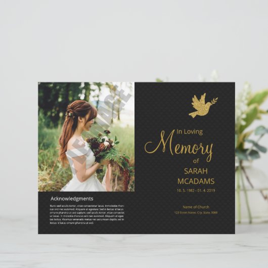 Printable Funeral Program Template (Stehend Vorderseite)