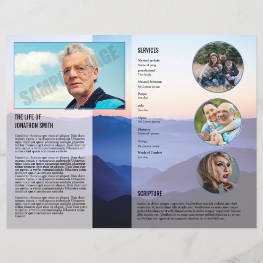 Printable Funeral Program Template (Rückseite)