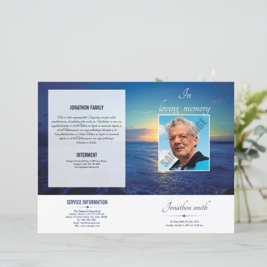 Printable Funeral Program Template (Stehend Vorderseite)