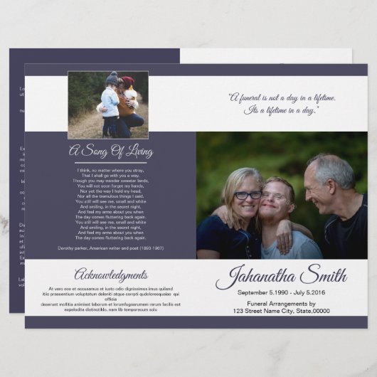 Printable Funeral Program Template (Vorne/Hinten)