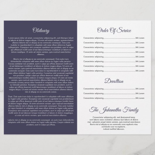 Printable Funeral Program Template (Rückseite)