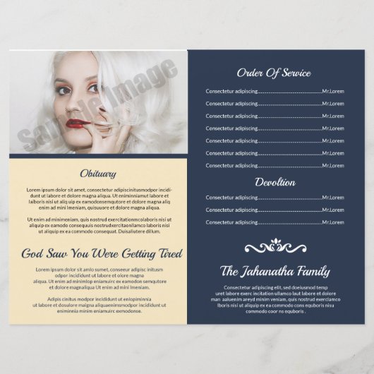 Printable Funeral Program Template (Rückseite)