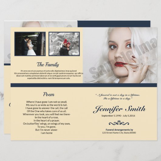 Printable Funeral Program Template (Vorne/Hinten)