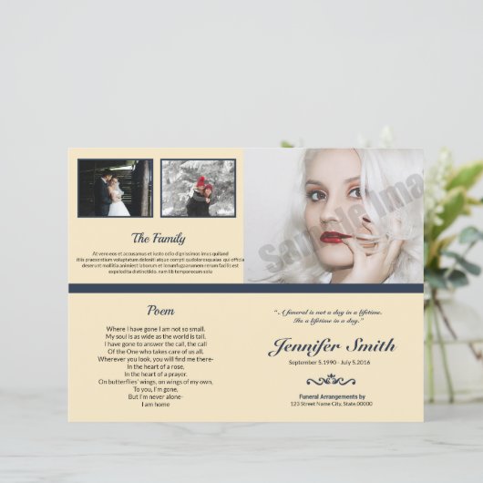 Printable Funeral Program Template (Stehend Vorderseite)