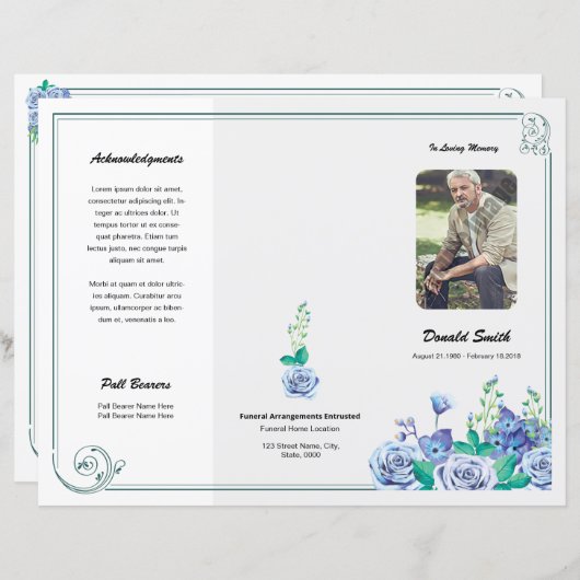 Printable Funeral Program Template (Vorne/Hinten)