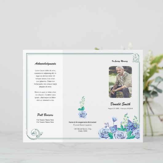 Printable Funeral Program Template (Stehend Vorderseite)