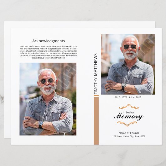 Printable Funeral Program Template (Vorne/Hinten)