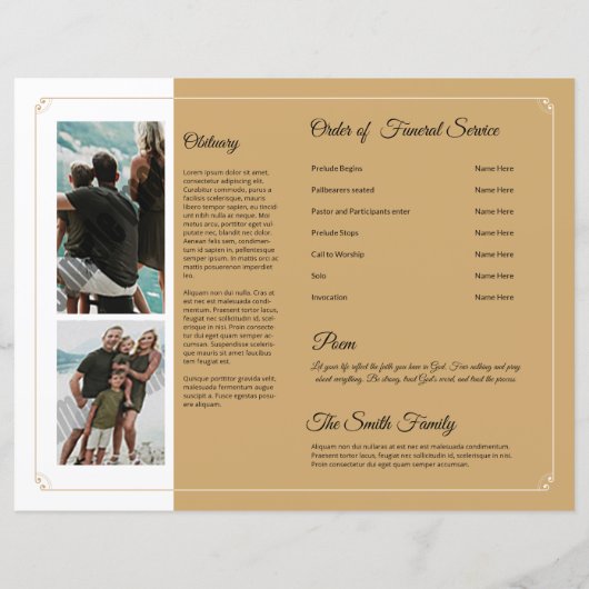 Printable Funeral Program Template (Rückseite)