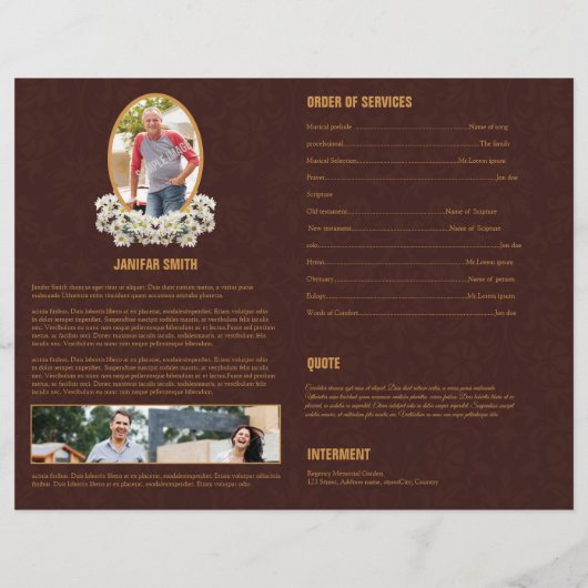 Printable Funeral Program Template Flyer (Hinten)