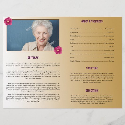 Printable Funeral Program Template Flyer (Hinten)