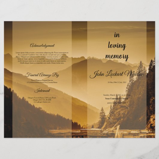 Printable Funeral Program Template Flyer (Vorne)