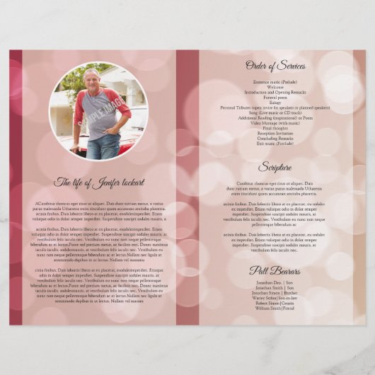 Printable Funeral Program Template Flyer (Hinten)