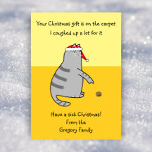 Printable Funny Cat Coughup Schnelle Weihnachten
