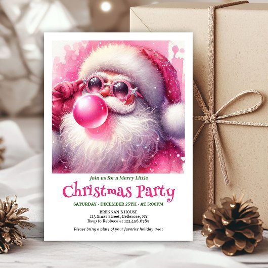 Printable Funny Santa Sunglasses Christmas Invite Einladung