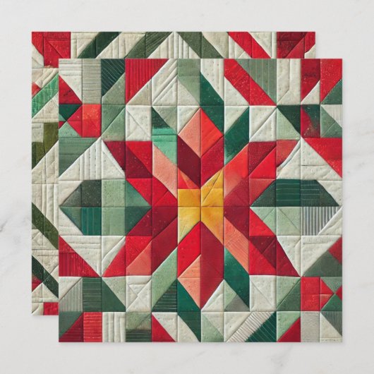 Printable Geometric Patchwork Poinsettia Scrapbook Einladung (Vorne/Hinten)