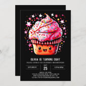 Printable Girly Chocolate Muffin Girl Einladung (Vorne/Hinten)