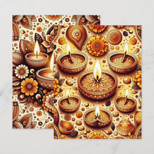 Printable Gold & Bronze Diwali Scrapbook Einladung (Vorne/Hinten)