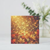 Printable Golden Autumnal Blätter Bokeh Scrapbook Einladung (Stehend Vorderseite)