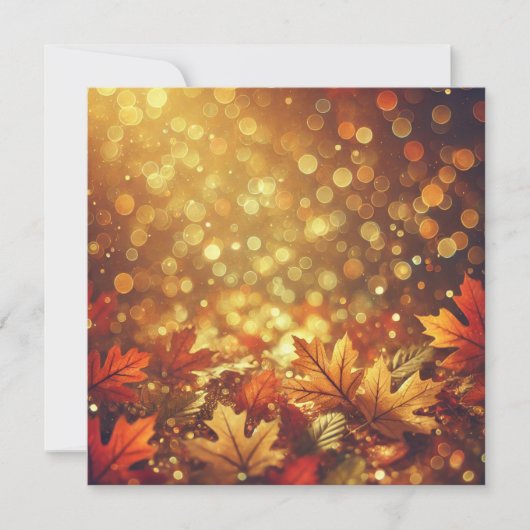 Printable Golden Autumnal Blätter Bokeh Scrapbook Einladung (Vorderseite)